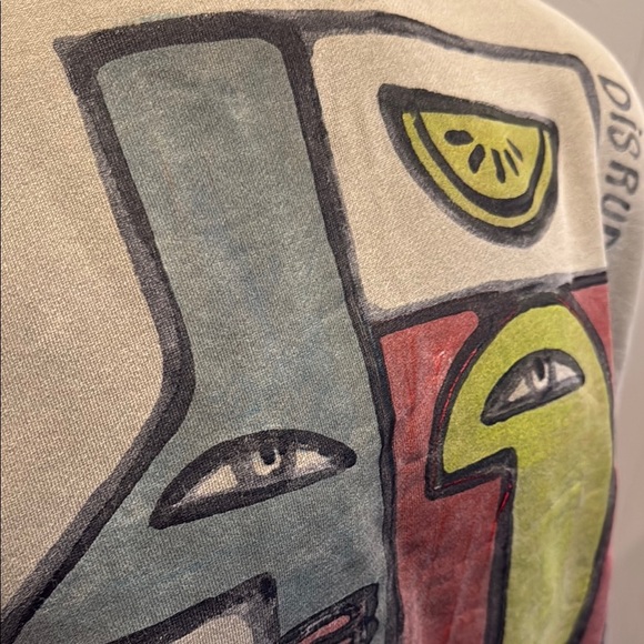 Authentic Pigment Men’s 2X Garment Dyed Artistic Sweatshirt with Abstract Design - Picture 5 of 5